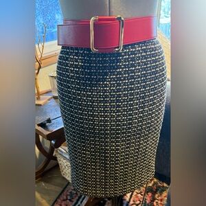 Ann Taylor Classic Black & White Boucle Tweed PENCIL Skirt Wool Blend - Size 8